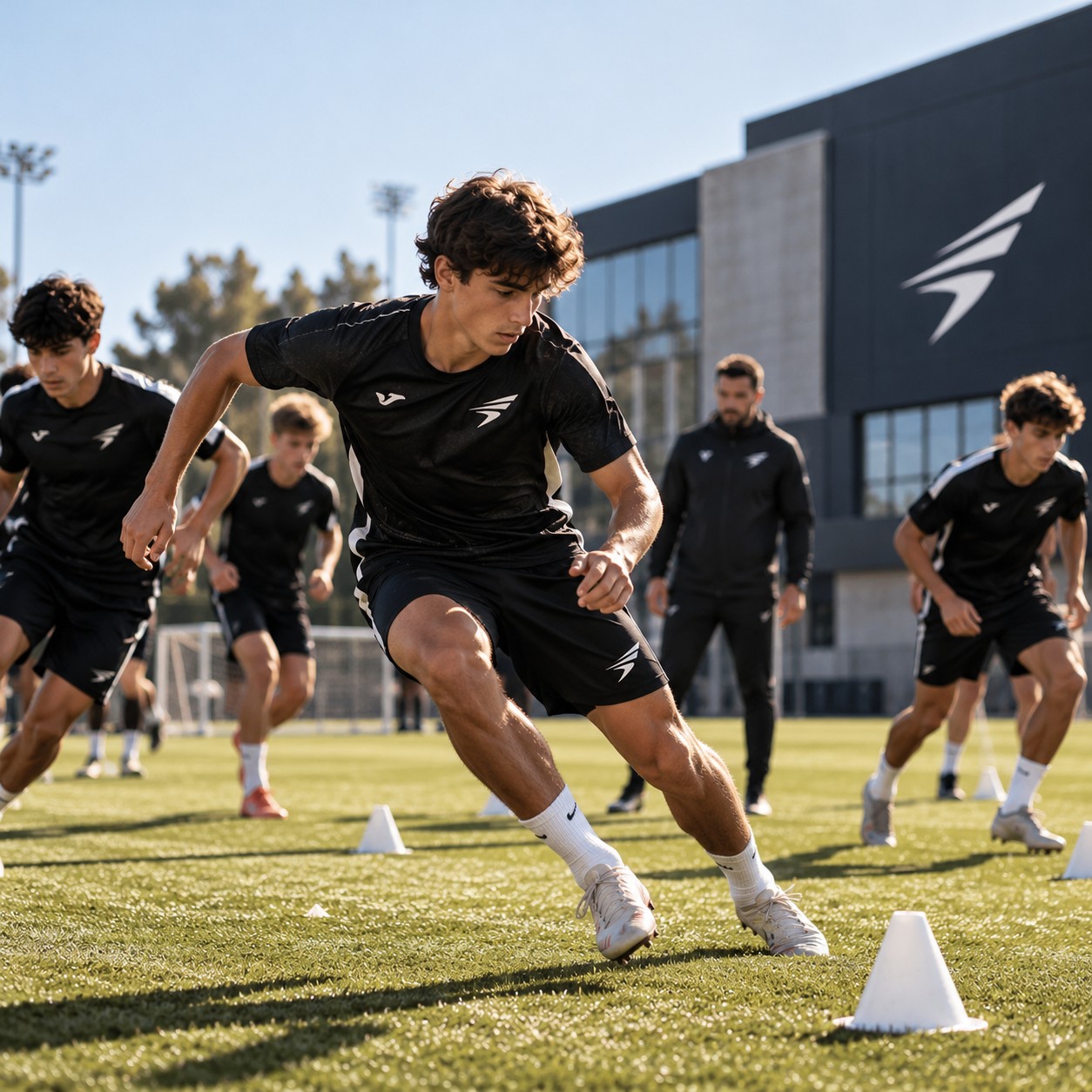 Sesión de entrenamiento dirigida por el cuerpo técnico